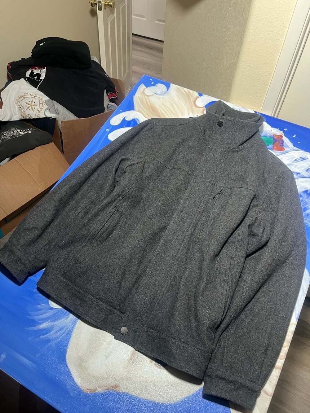 London Fog Men's Gray Wool Blend Bomber Jacket Size M